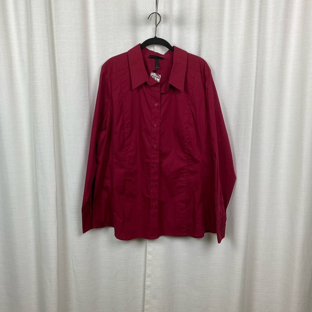 Lane Bryant Burgundy Red Long Sleeve Button Up Blouse Sz.20W NWT - Picture 3 of 13